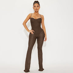 Backless Micro Transparent Mesh Trousers Jumpsuit
