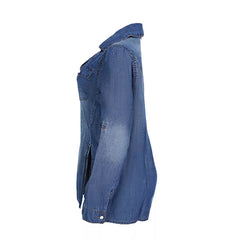 Denim Shirts Button Roll Sleeve