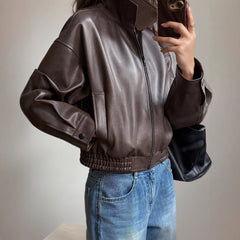 Leather Retro Jacket Long Sleeved