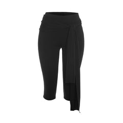 Irregular Asymmetric Top Tube Top Pleated Cropped Pants Two Piece Sets