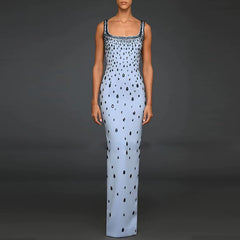 Star Heavy Beads Diamond Maxi Dress