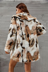 Faux Fur Top Mid Length Plush Coat