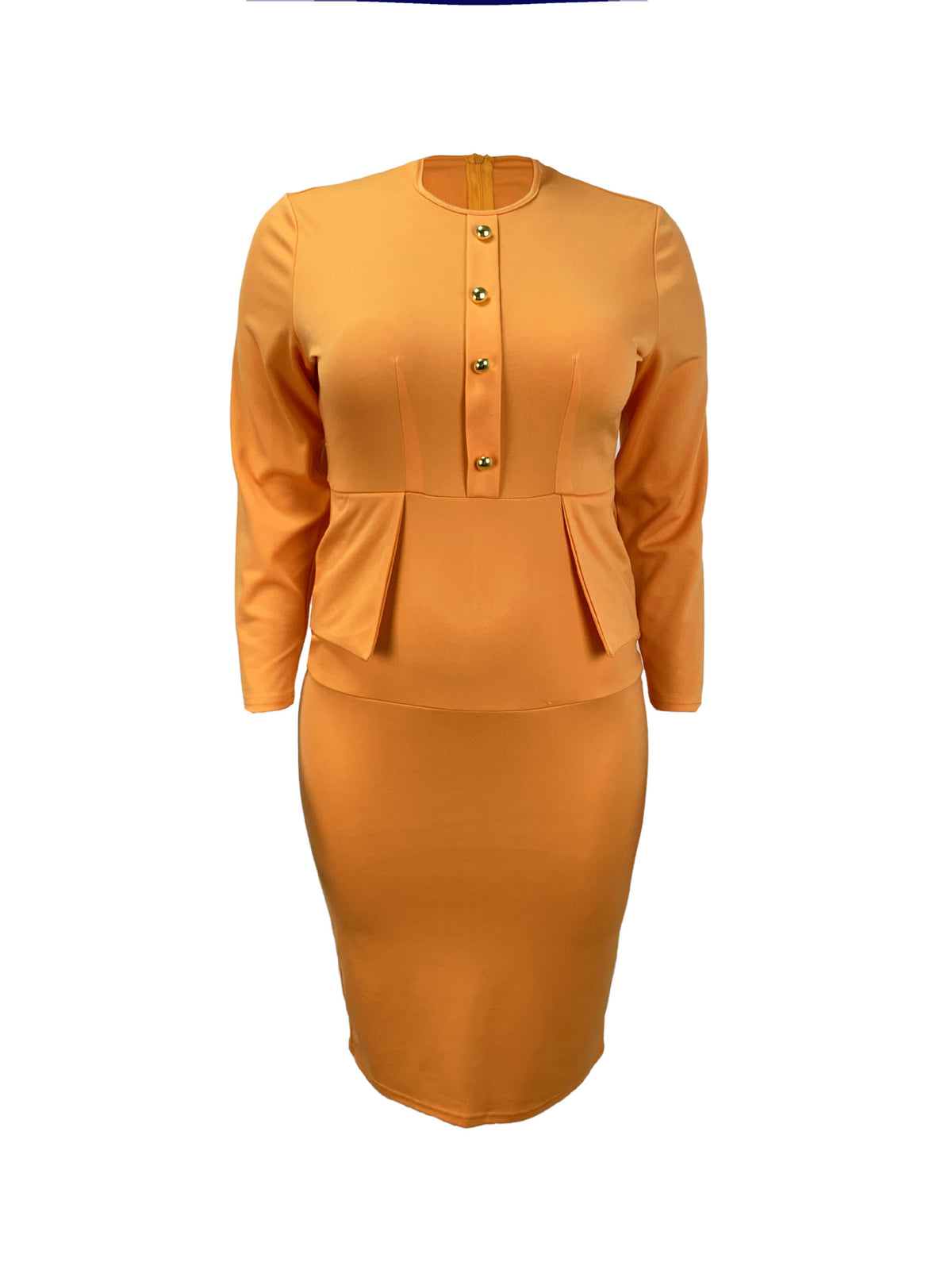 Elegant Waist Tight Hip Wrapped Solid Color Dress