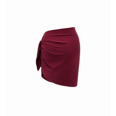 Bikini Wine Red Tube Top Split Swimsuit