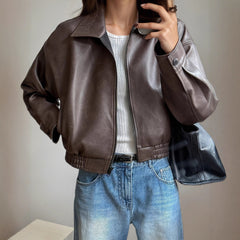 Leather Retro Jacket Long Sleeved