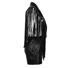 Leather Sleeveless Tassel Top Vest Shorts Two Piece Sets