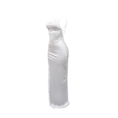 Sexy Backless Slim Fit Feather Edge Lace up Dress