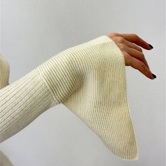 Bell Sleeve Skinny Sheath Woolen  Mini Dress