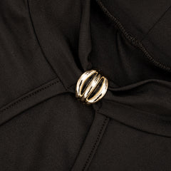 Metal Buckle Half Turtleneck Sleeveless Sheath Slit  Dress