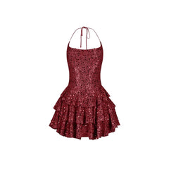 Sleeveless Backless Sexy Sequined Suspender Short Dress