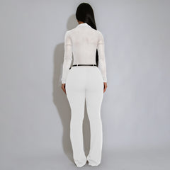 Sexy See through Long Sleeves Tight Jumpsuit Pants