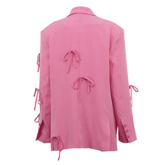 Pink Bow Blazer Loose Fitting
